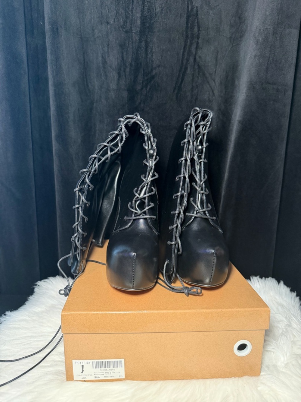 Women's Richealnana Black Lace-Up Platform Knee Boots - Picture 2 of 11